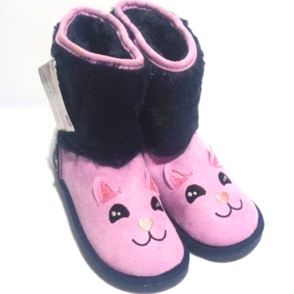 MUK LUKS ZOO FRIENDS FURRY SLIPPER BOOTS GIRLS SIZE 3 NWT